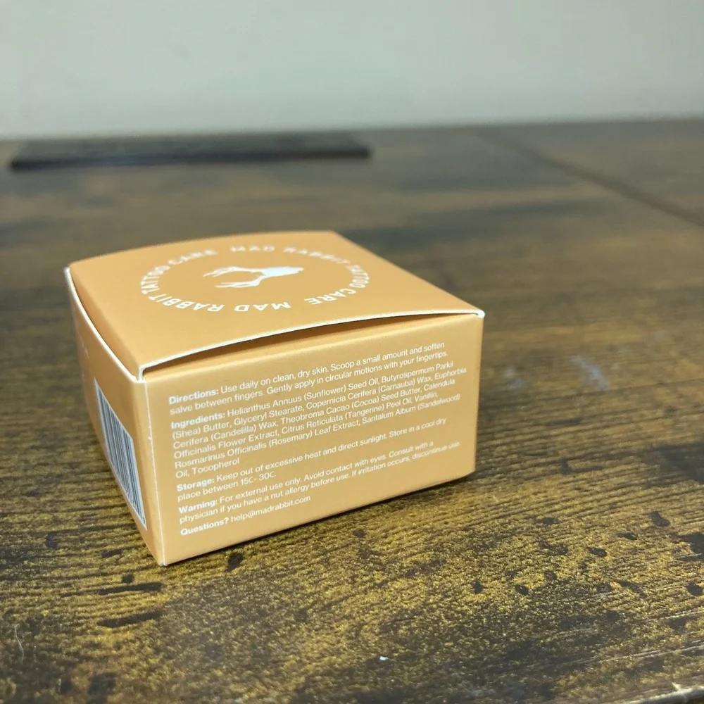 Mad Rabbit Tangerine Vanilla Tattoo Balm Salve -‎ Hydrates Revives Tattoos